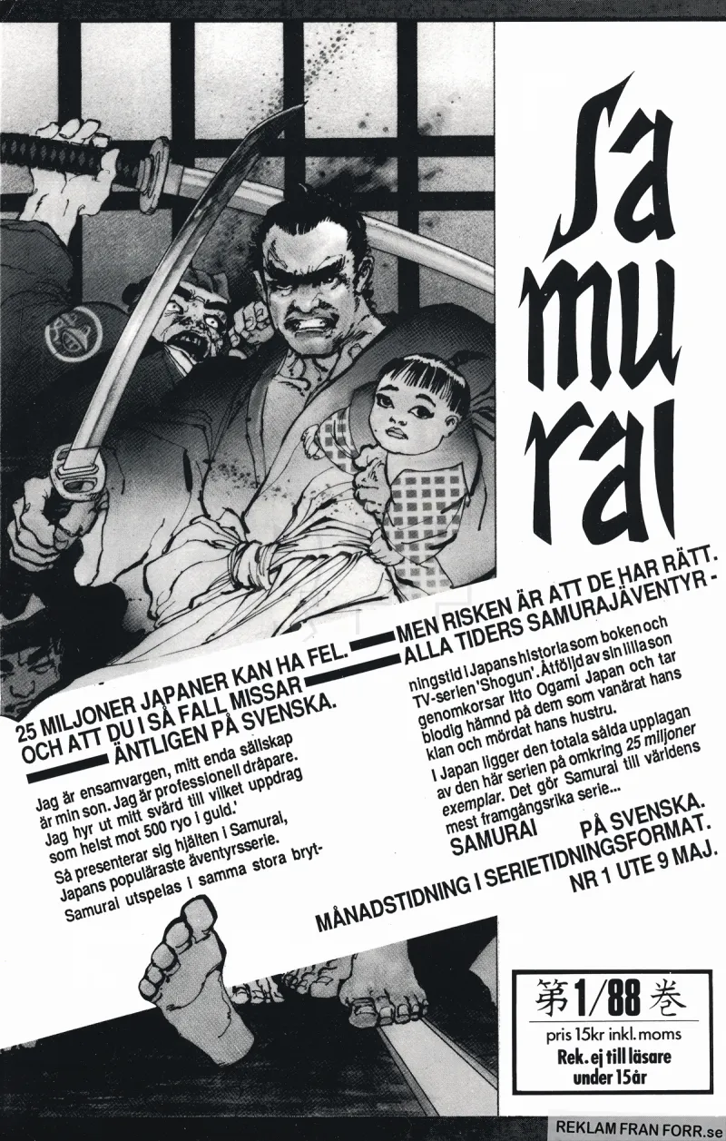 Reklam för serietidningen Samurai