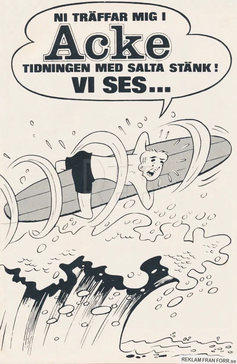 Internreklam för serietidningen Acke