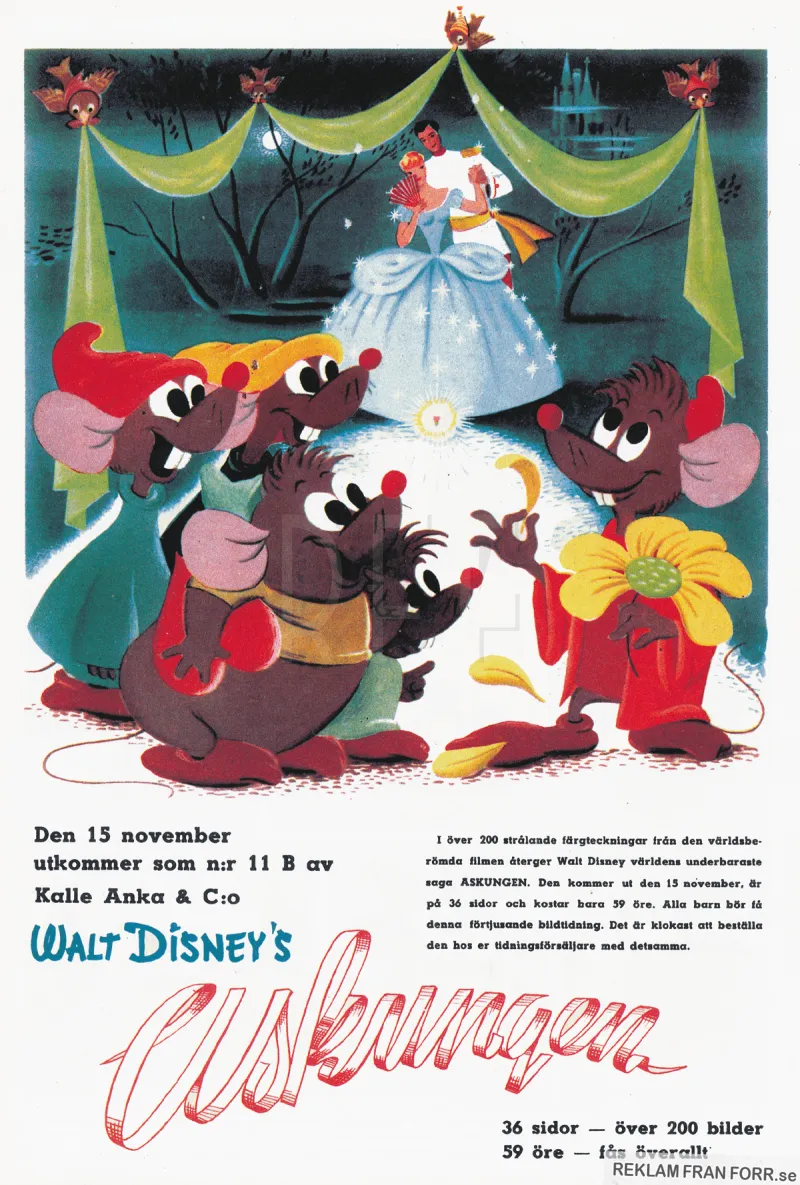 Reklam för ett specialnummer i Kalle Anka: Askungen