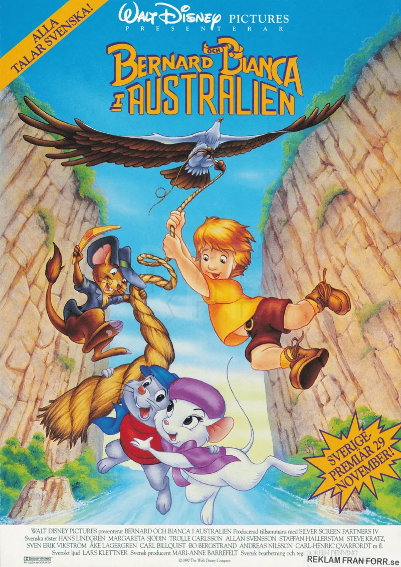 Reklam för biofilmenBernard & Bianca i Australien
