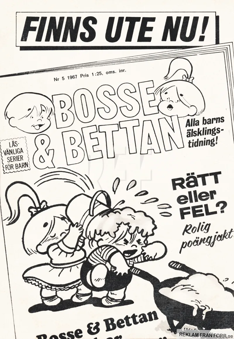 Internreklam för serietidningen Bosse & Bettan