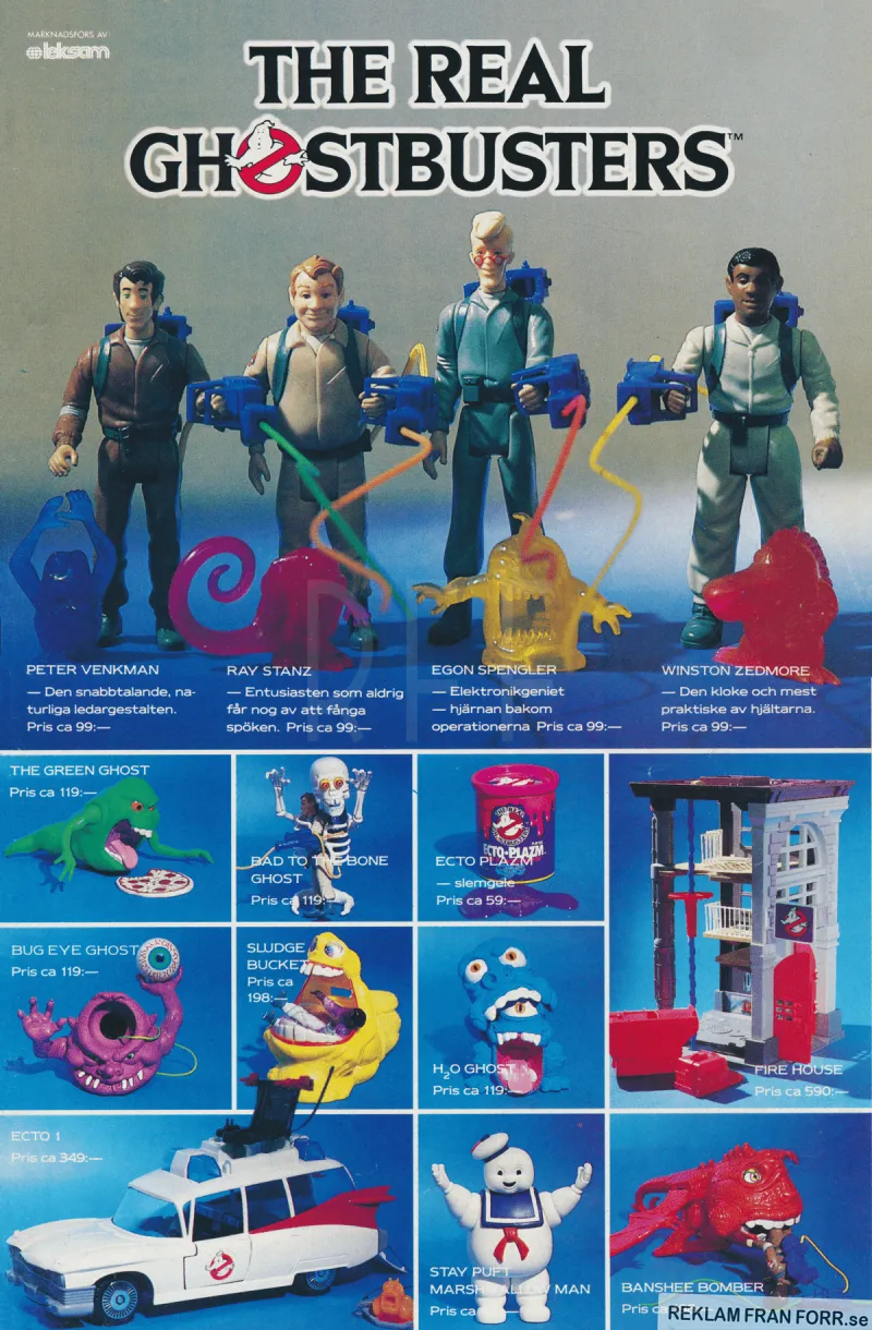 Reklam för leksaken The Real Ghostbusters som marknadsförs av Leksam