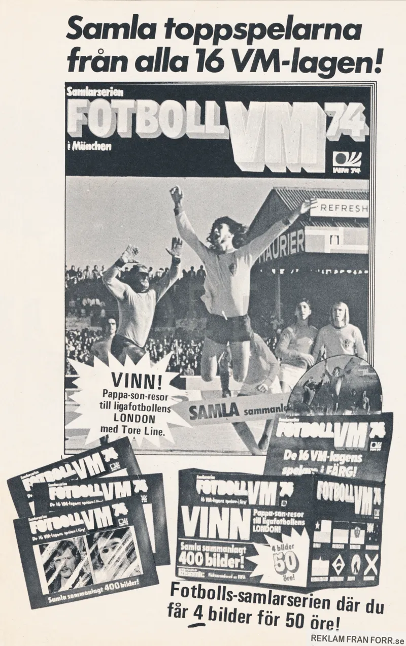 Reklam för samlaralbumet för fotbollsvm 1974