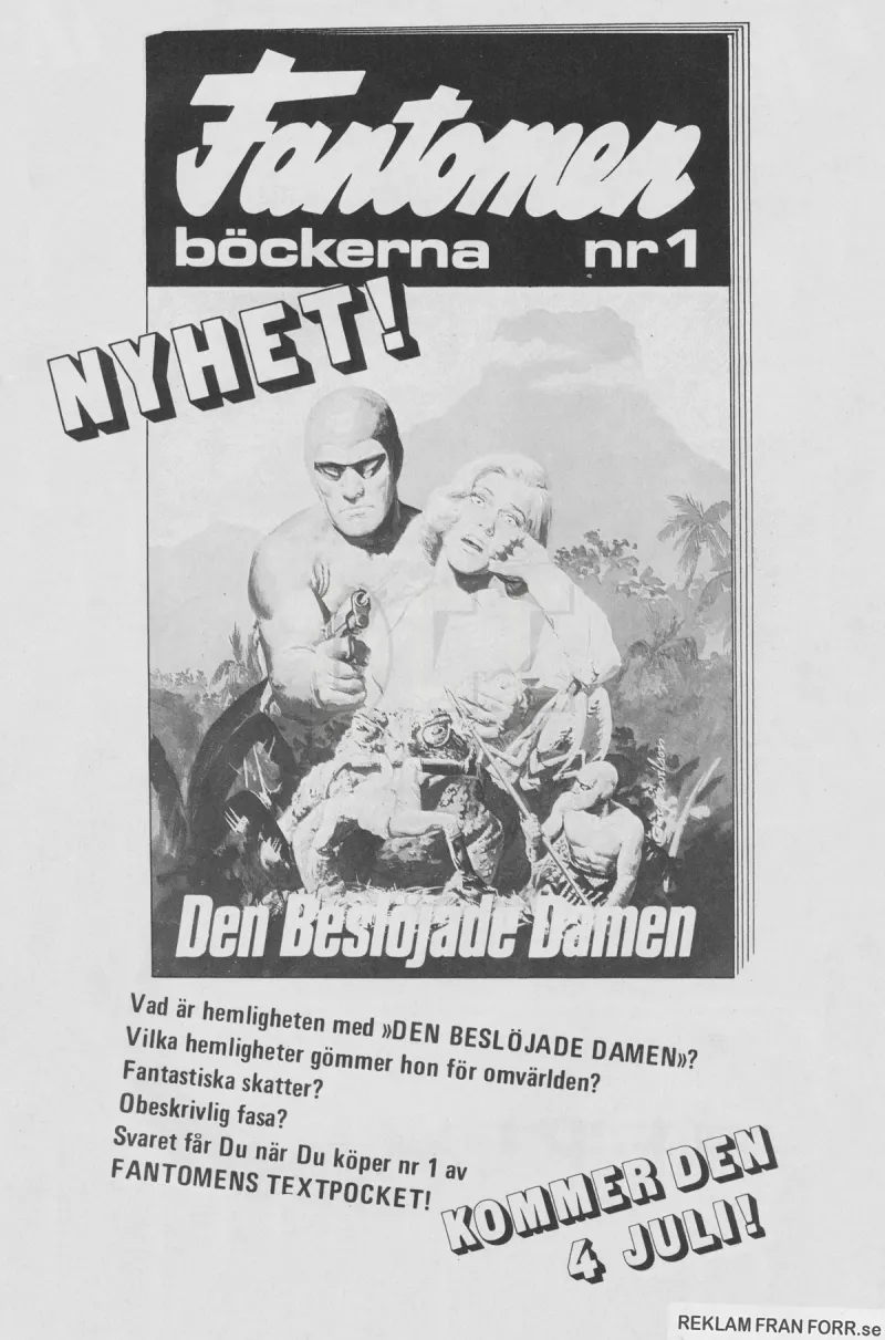 Reklam för Fantomenböckerna, ett textäventyr med vår maskerade vän