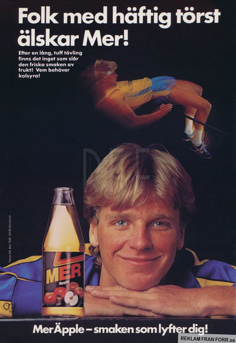 Reklam för drycken MER där Patrik Sjöberg är affischansikte