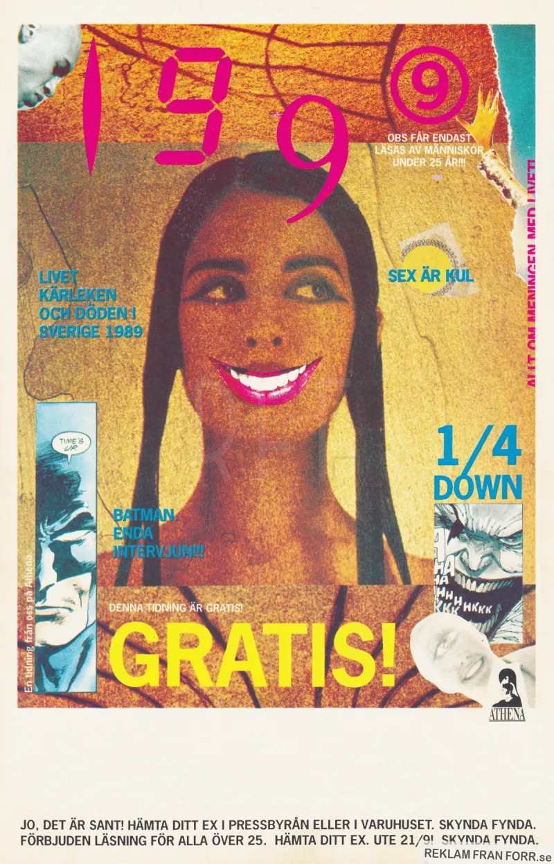 Reklam för gratisningen 1999, som Athena ger ut