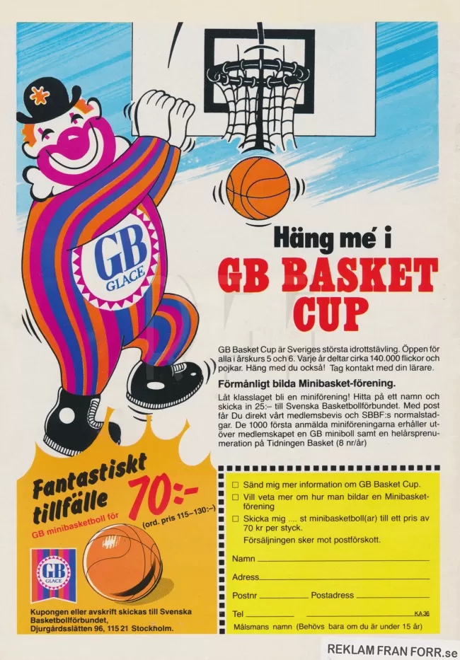 Reklam för baskettävlingen GB Basket Cup