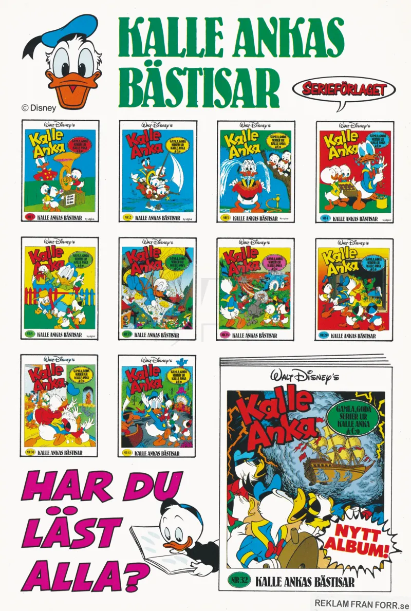 Reklam för seriealbumen Kalle Ankas Bästisar