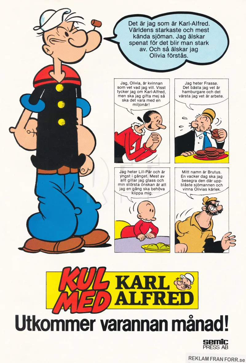 Reklam för serietidningen Karl-Alfred
