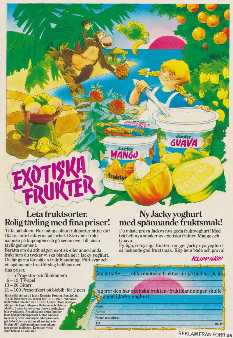 Tävlingsreklam för Jacky Guava från Margarinbolaget