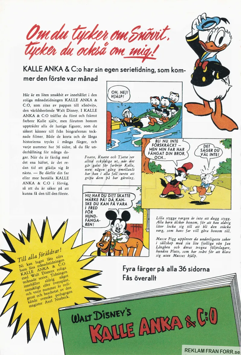 Internreklam för tidningen Kalle Anka