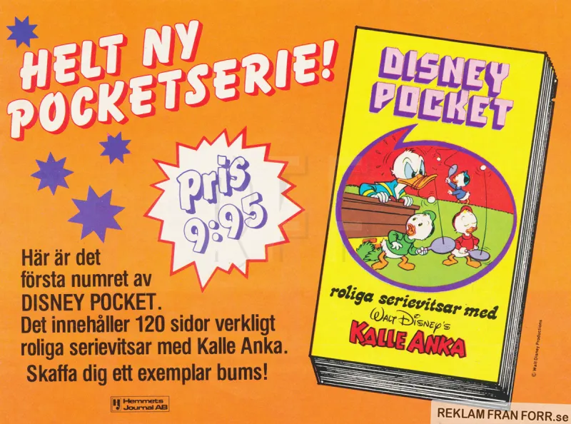 Annons för en ny variant av Kalle Anka pocket