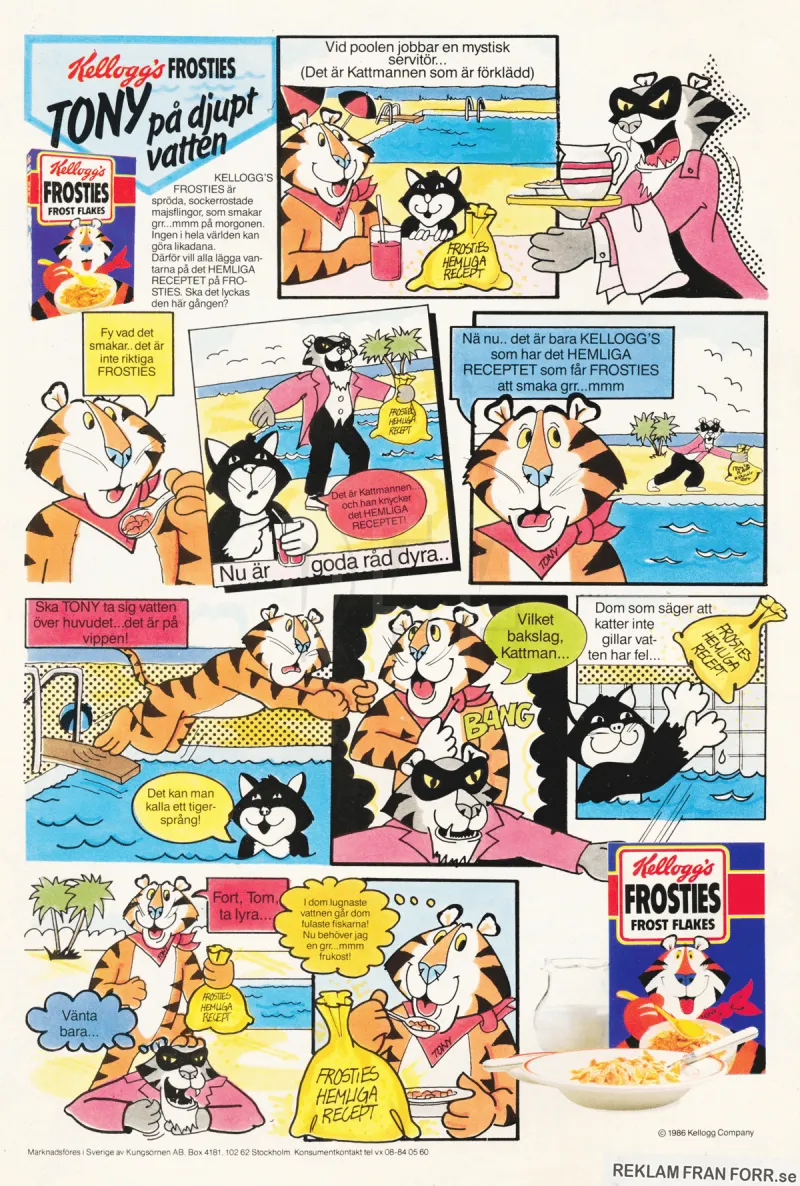 Reklam för frukostflingorna Frosties från Kellogg's i serieform