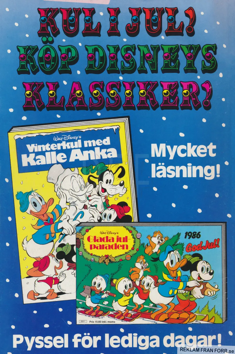 Reklam för två julalbum från Disney som finns att köpa 1986