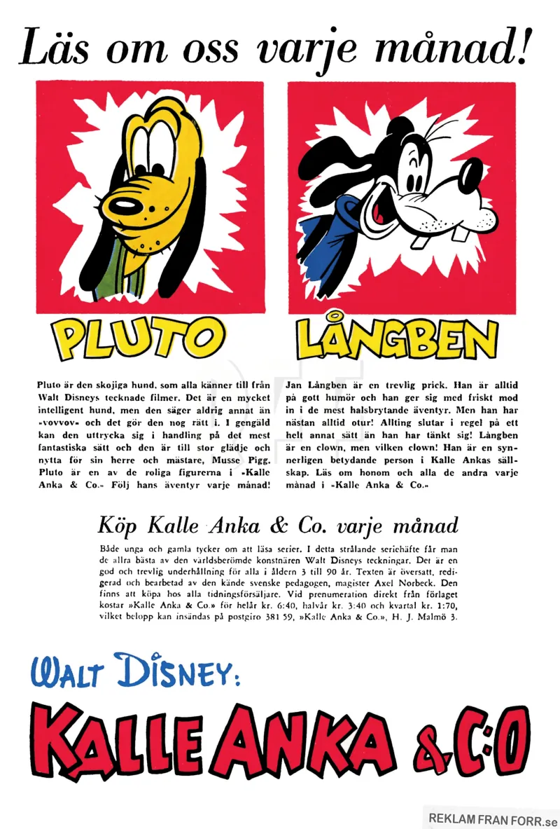 Reklam för att prenumerera på Kalle Anka & C:o