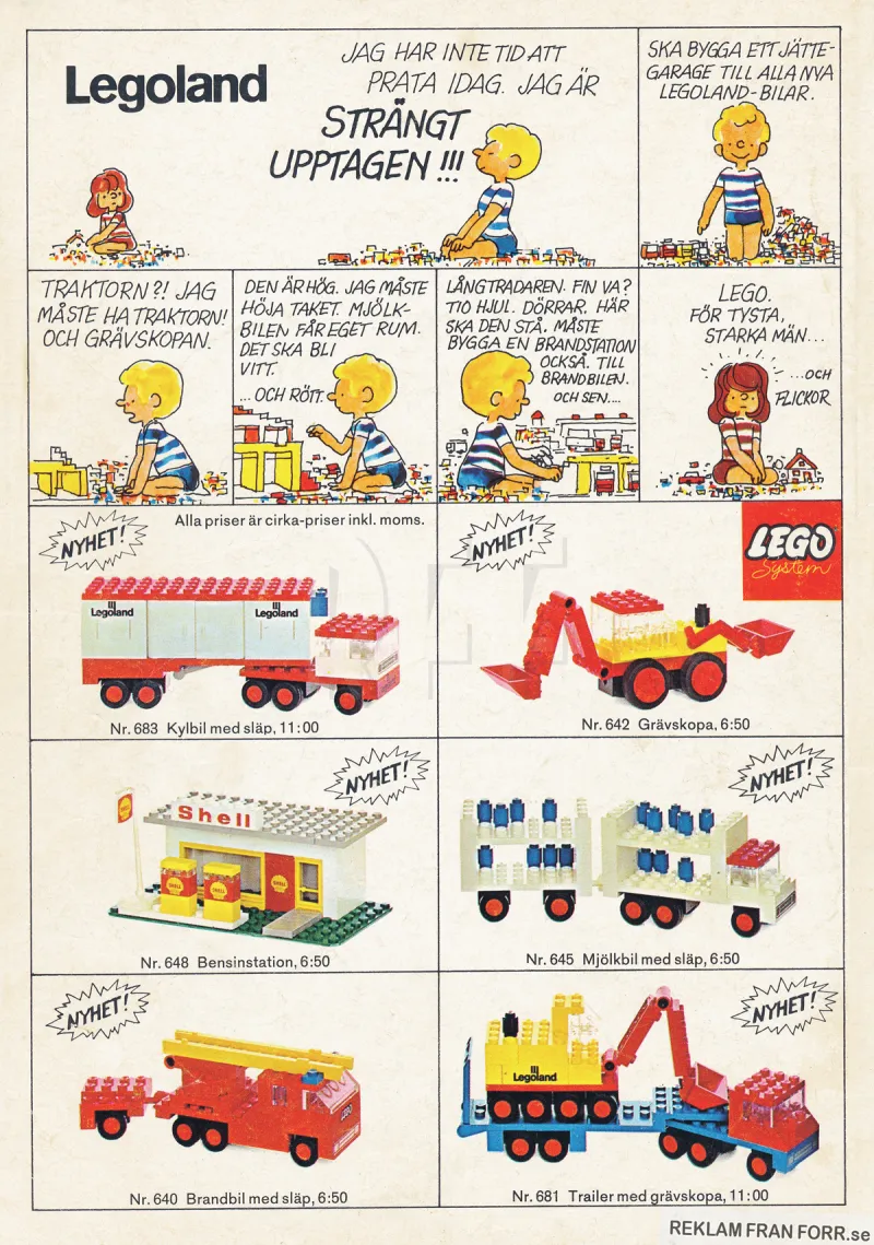 Reklam för LEGO och deras nya modeller