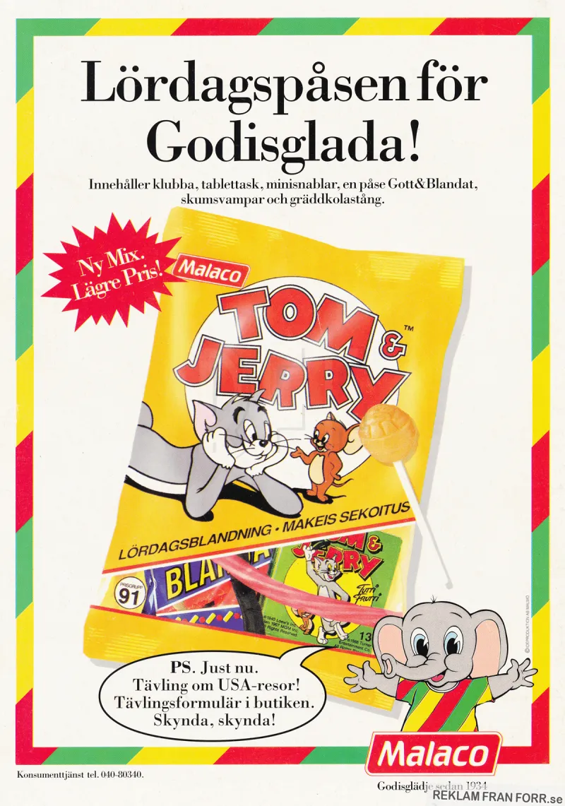 Reklam för lördagsgodispåsen Tom & Jerry