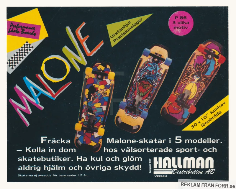 Reklam för skateboards från Malone