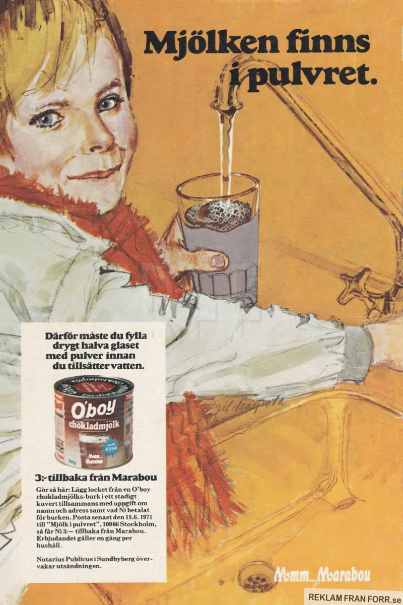 Reklam för Oboy chokladmjölk med mjölkpulver