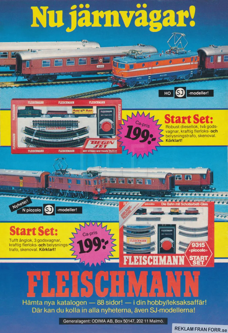 Reklam för tågbaneset från Fleischmann