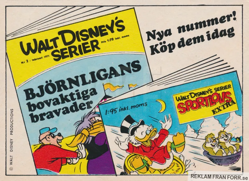 Internreklam för Walt Disneys Serier och albumet sportlovsextra