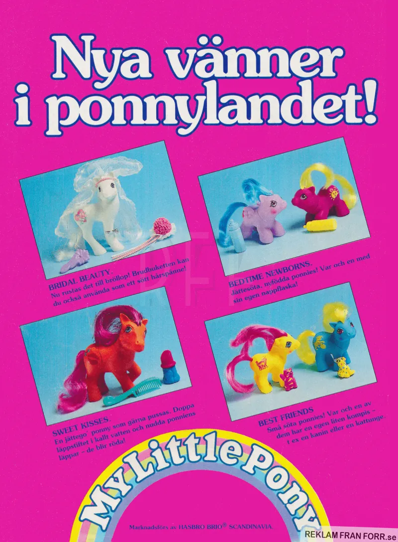 Reklam för fyra nya ponnys i serien My Little Pony från Hasbro
