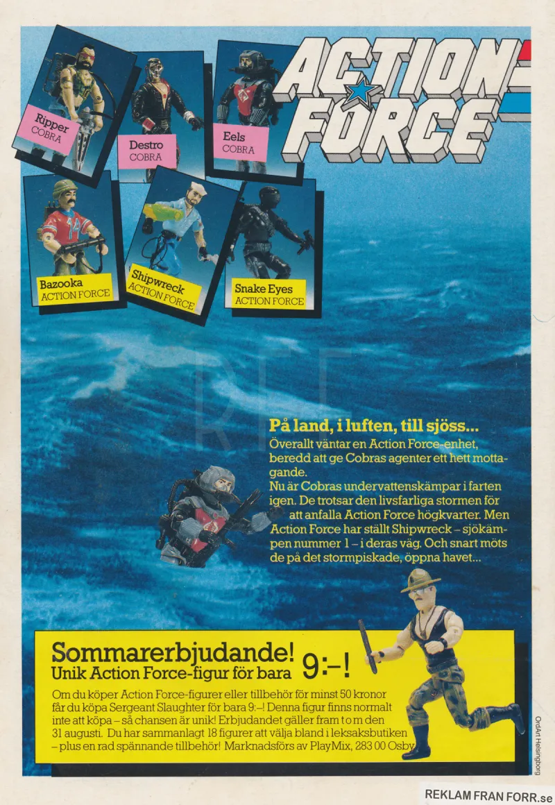 Reklam för leksaksgubbarna i serien Action Force