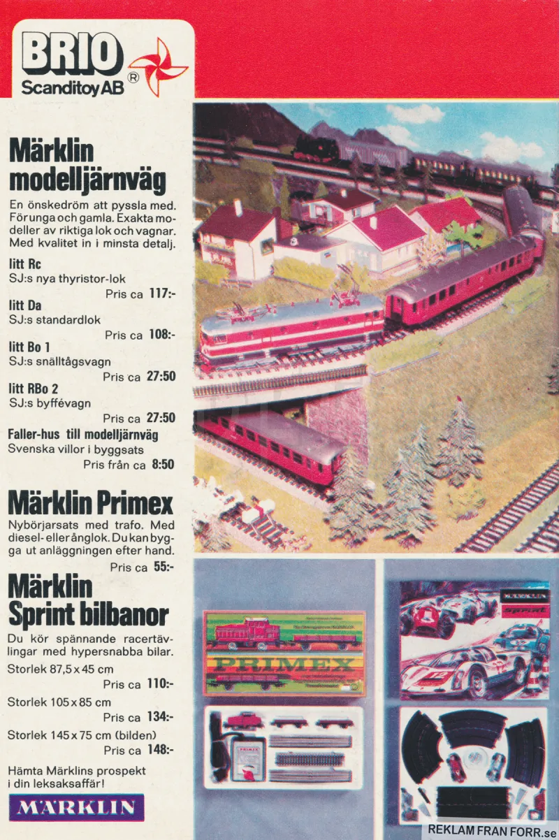 Reklam från Brio Scanditoy för Märklin modelljärnväg