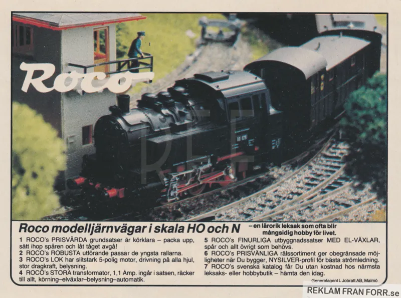 Reklam för modelljärnvägen Roco