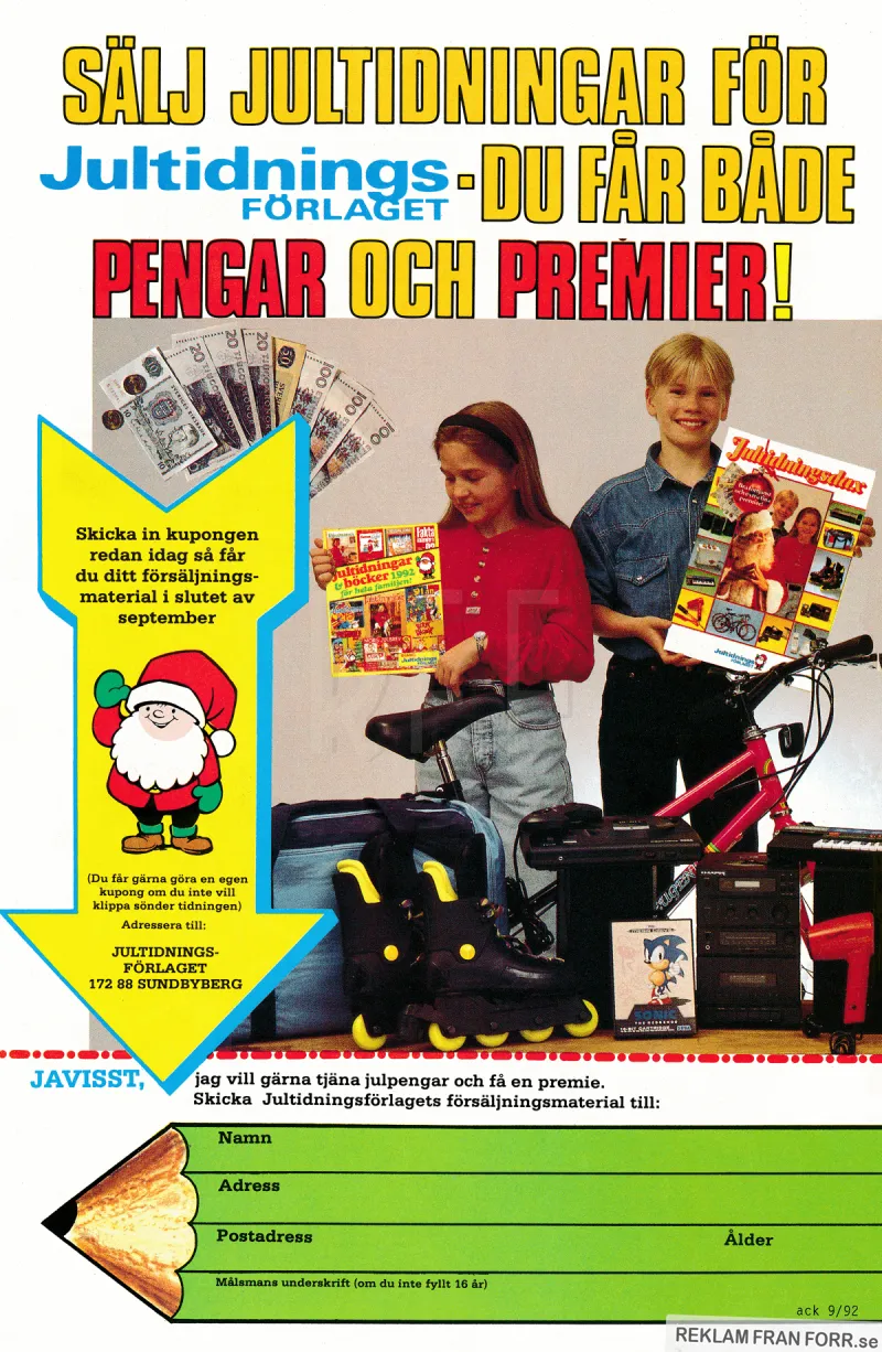 Reklam för möjligheten att sälja jultidningar från Jultidningsförlaget