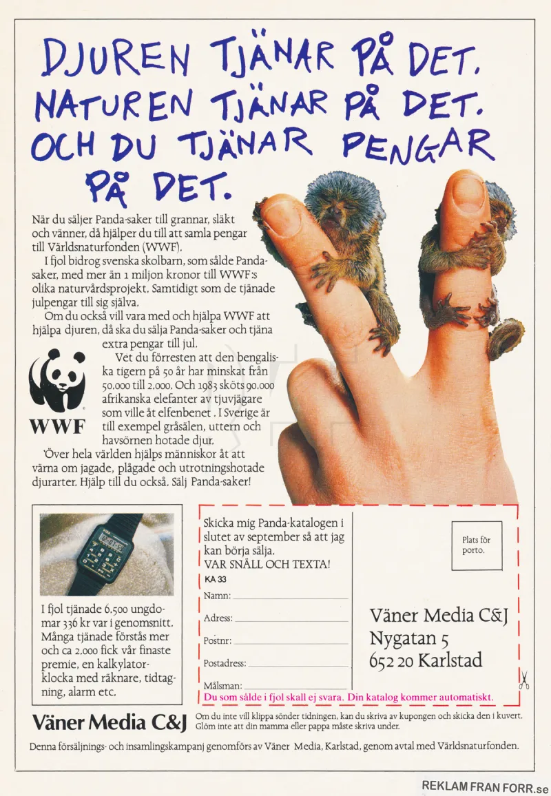 Reklam för postorderförsäljning i Panda-katalogen och WWF