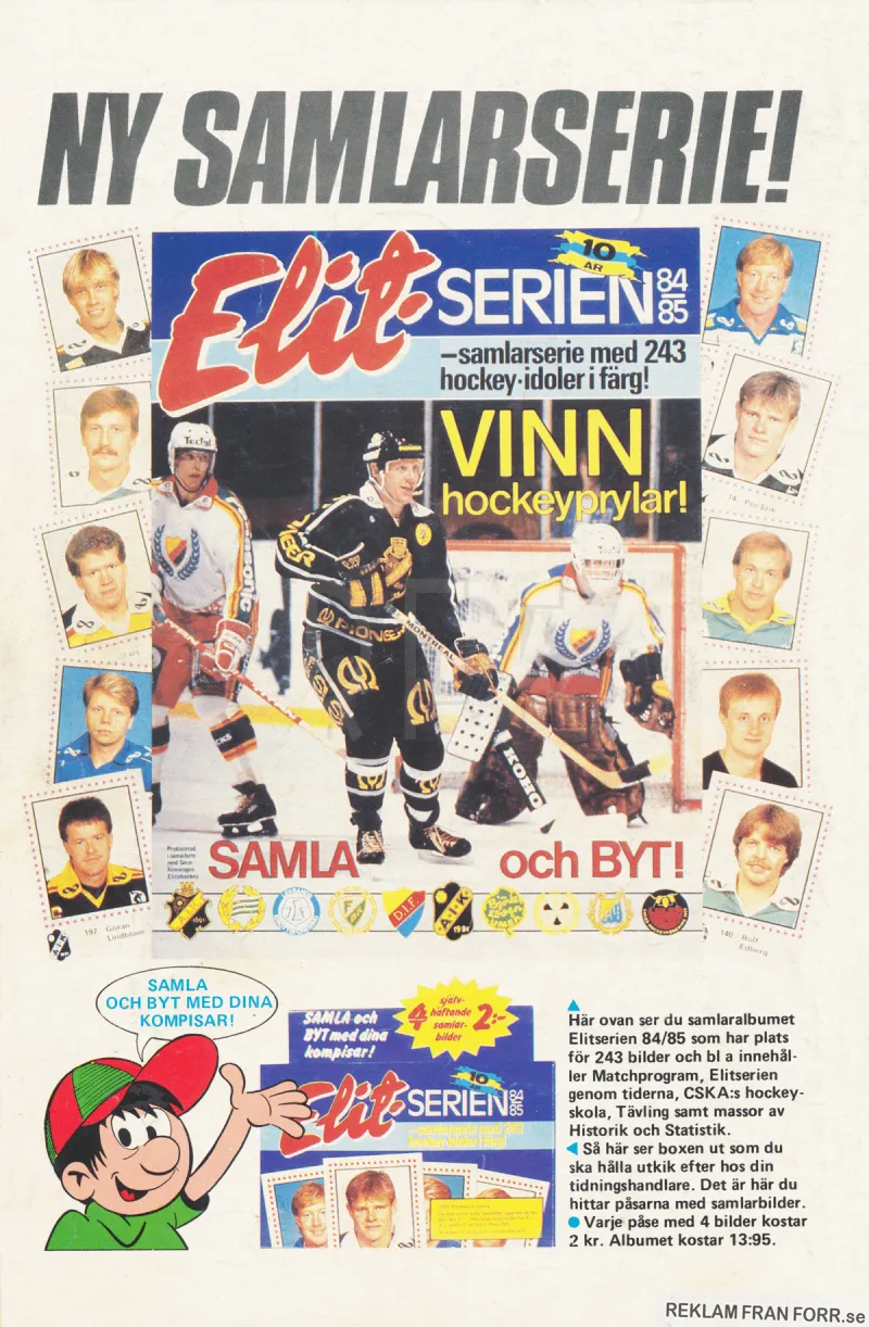 Reklam för samlarserien Elitserien 84/85