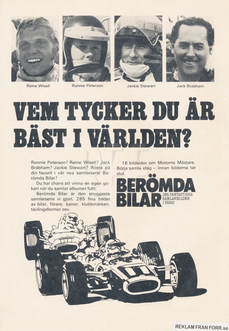 Reklam för samlarbildsserien Berömda Bilar