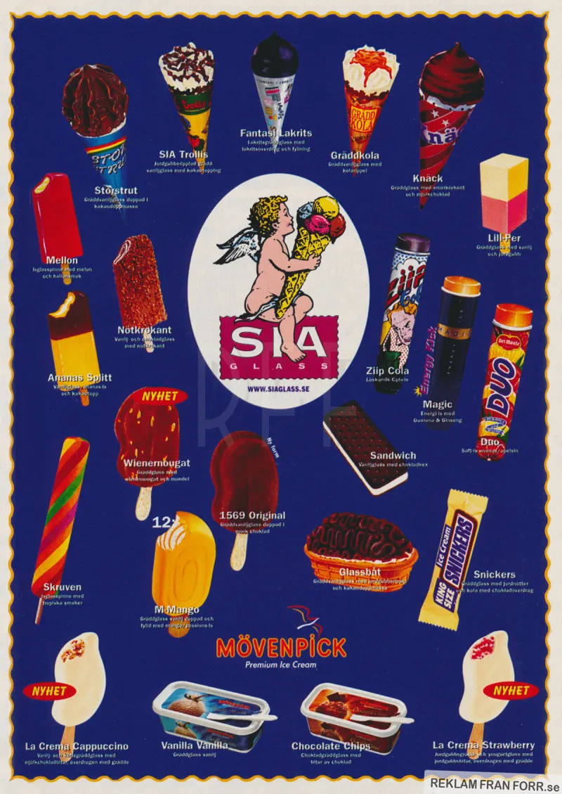 Reklam från Sia glass och deras produkter