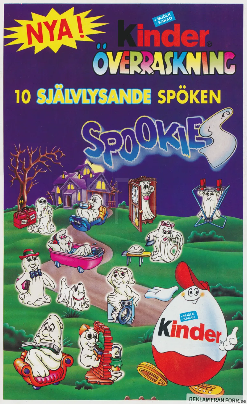 Reklam för Spookies, som man nu kan få i Kinder ägg