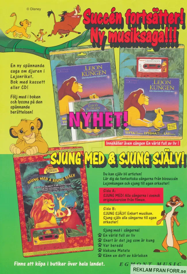 Reklam för sagan om Lejonkungen på kassett som musiksaga