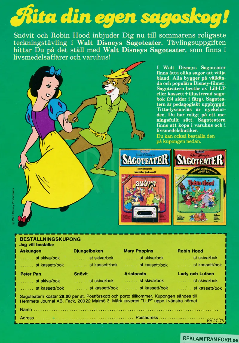 Reklam för musiksagor från Walt Disney