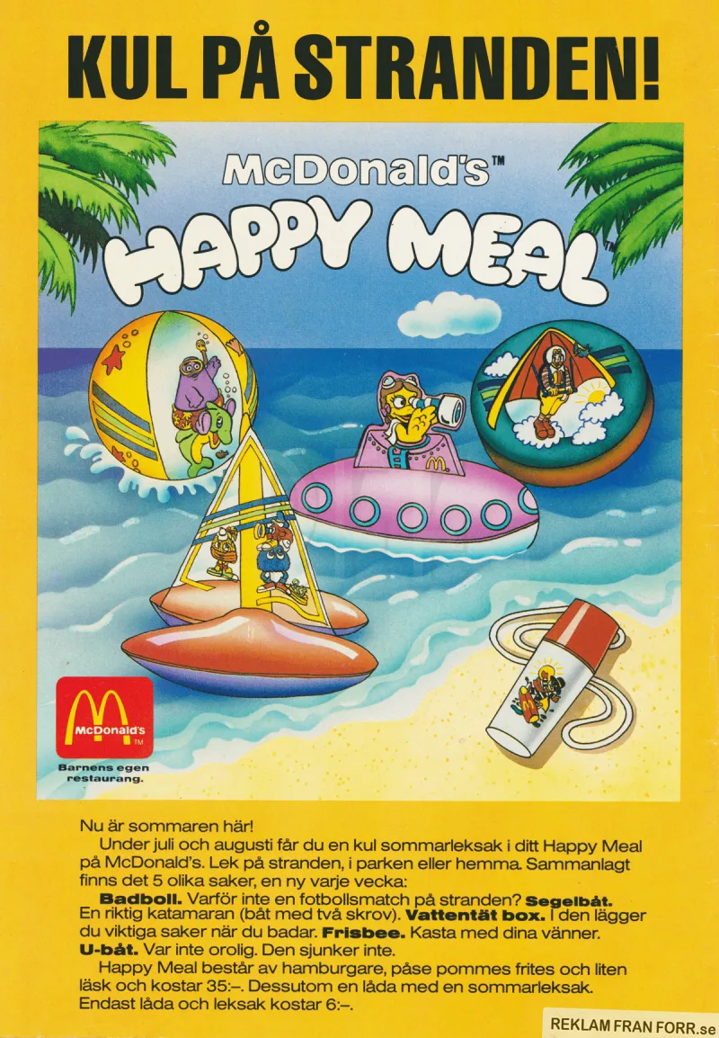 Reklam från McDonalds som visar upp nya leksaker i Happy Meal
