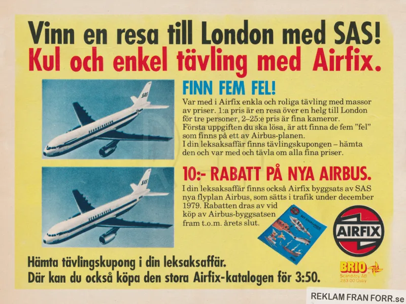 Reklam för Airfix, med nya byggsatser och katalog