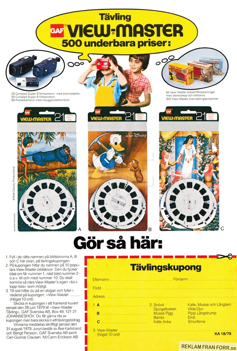 Tävling med svenska GAF AB där man kan tävla om View-masters