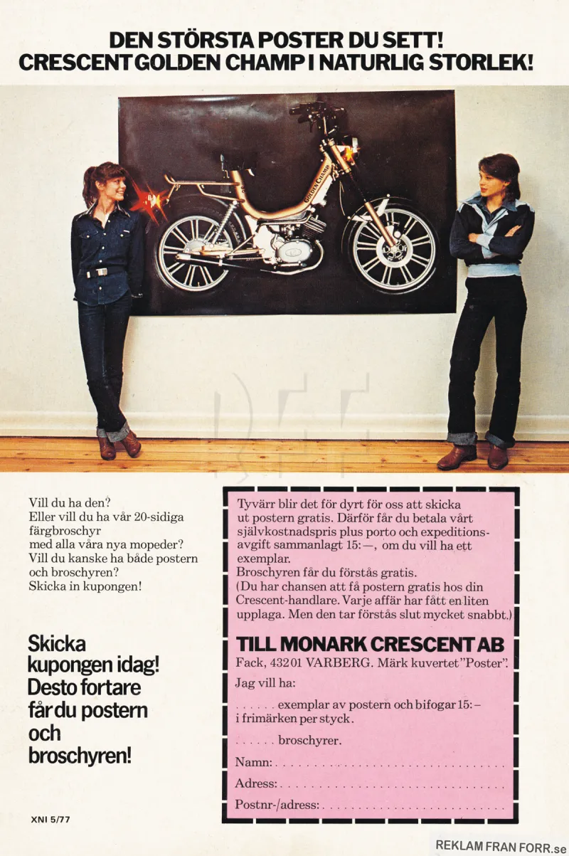 Reklam för en moped från Monark Crescent