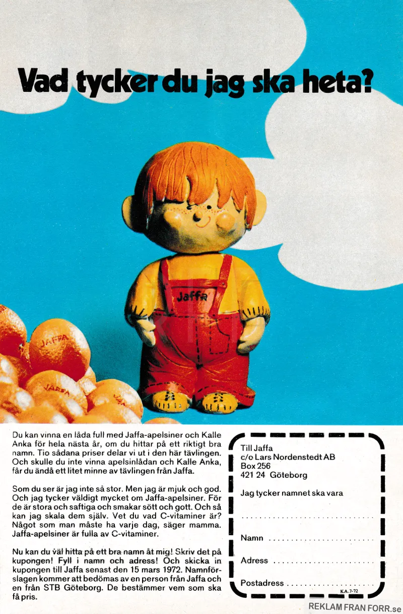 En tävling där man ska namnge maskoten åt Jaffa apelsiner