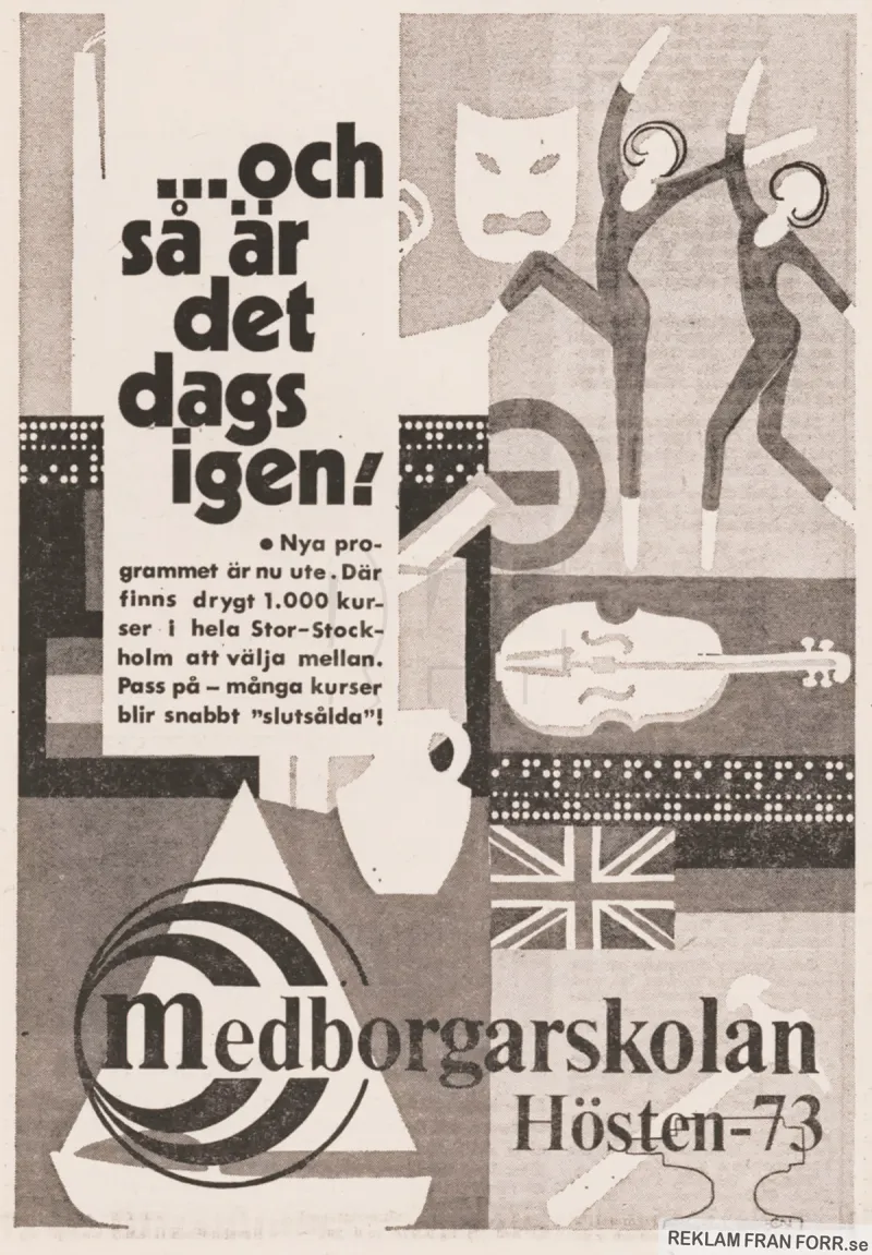 Reklam för Medborgarskolans program 1973