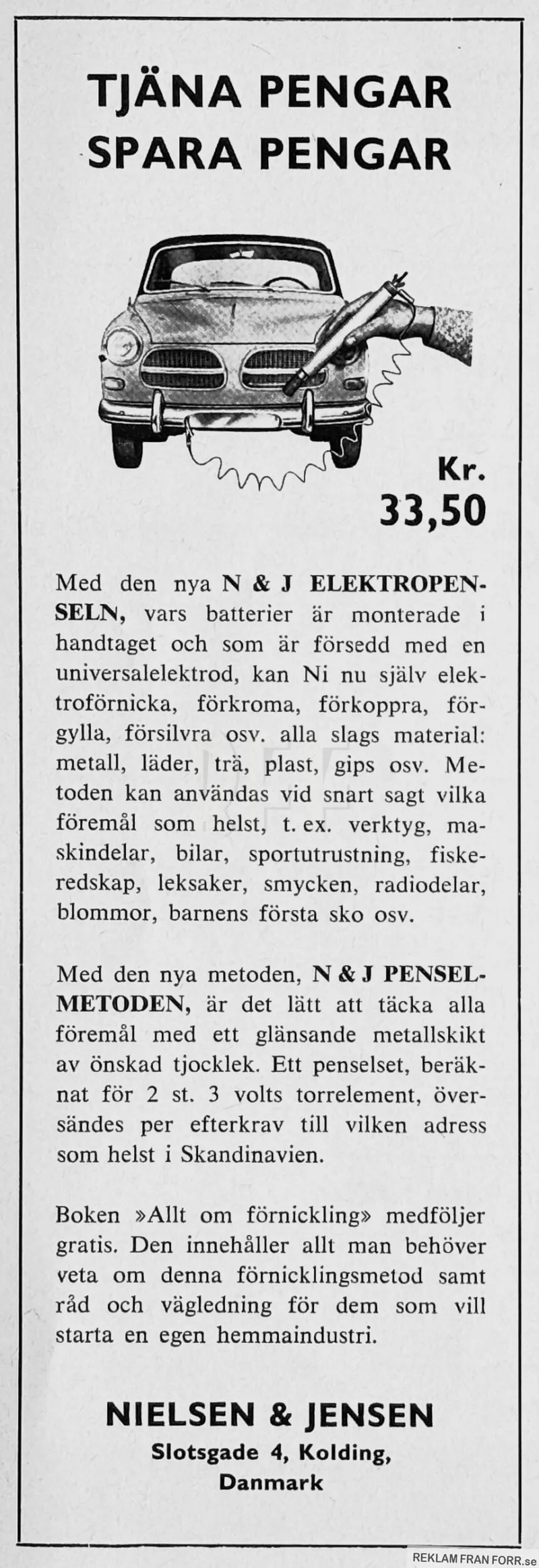 Annons för en elektropensel från Nielsen & Jensen