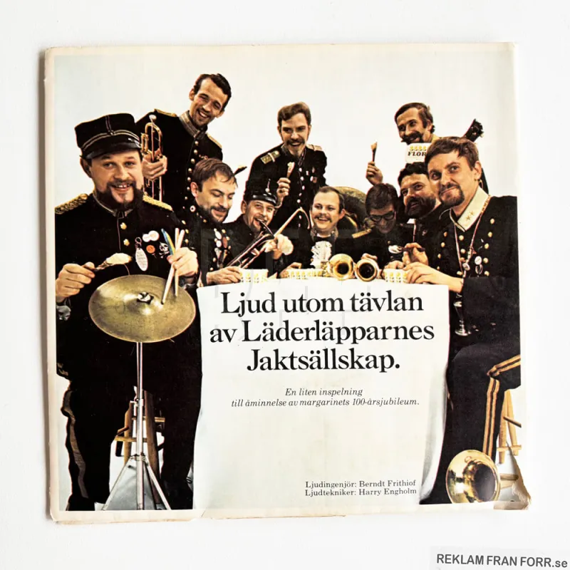 Orkestern Läderläpparnes Jaktsällskap på Pekkas Ljud-Jakt, reklam från Flora