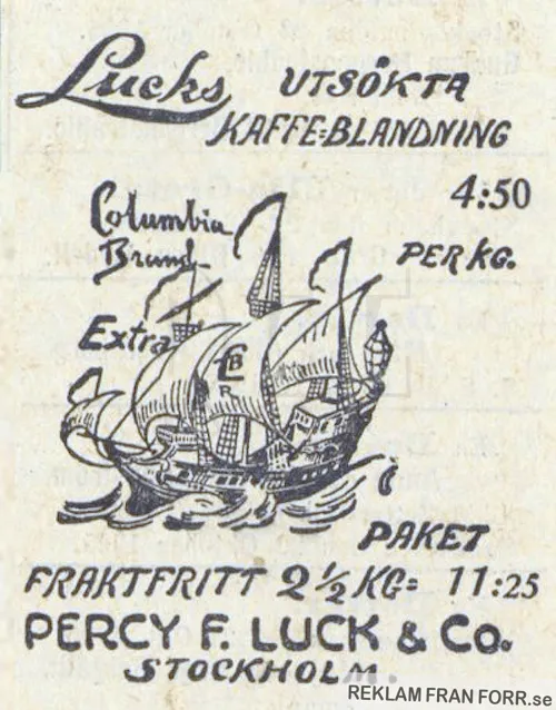 Reklam för Lucks utsöka kaffeblandning
