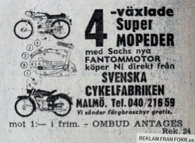 Reklam för mopeder från Sach