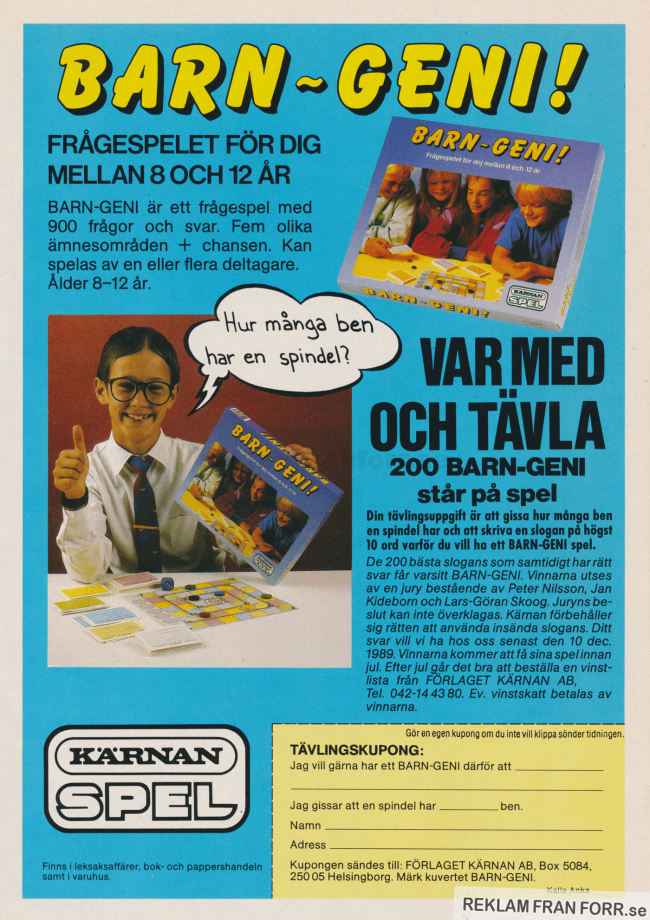 Annons för spelet Barn-Geni från Kärnan