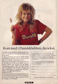 Reklam för Dumleklubben med godisälskaren Pernilla Wahlgren