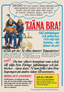 Reklam för Fem Förlag som även erbjuder försäljning i Finland